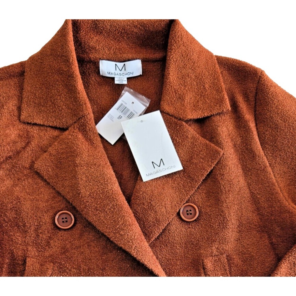 Magaschoni Size Small Soft Double Breasted Jacket‎ Rust Color Casual Elegant NEW - Picture 7 of 7